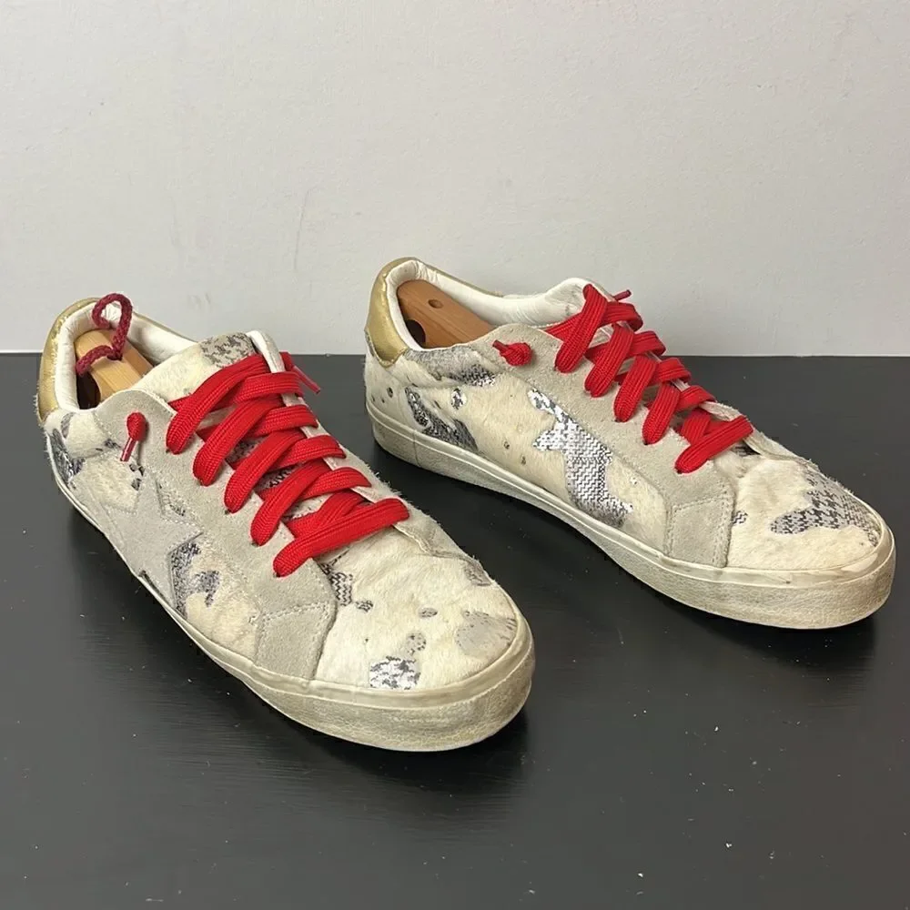 Steve Madden Cream Women's Philosophy Lace-up Sneakers Red laces